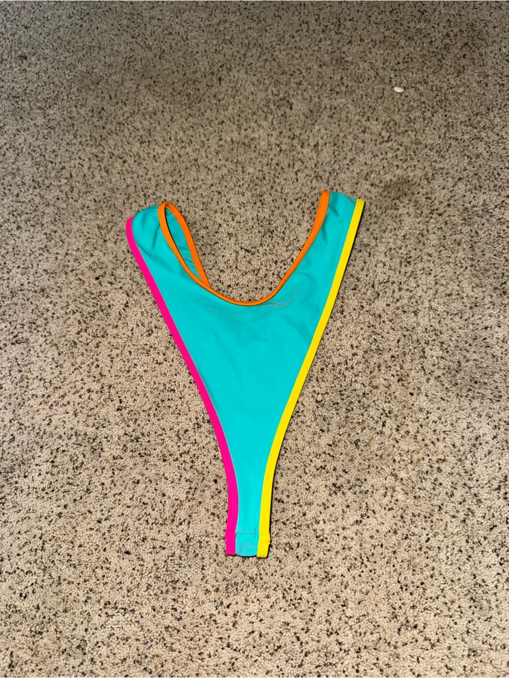 Kulani Kinis Teal Bikini Bottom with Pink, Yellow & Orange Trim